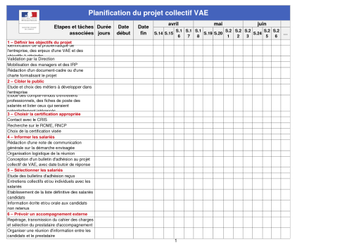 Trame Planification du projet collectif de VAE